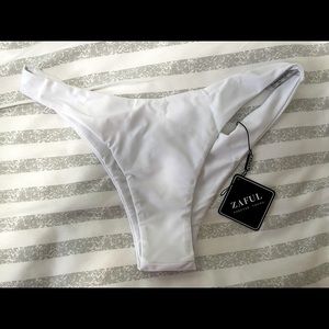 NWT- Zaful Solid High Leg Bikini Bottom. White
